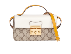 Mini Padlock Top Handle, Canvas/Leather, Beige/Cream, 0416, DB/S, 3*